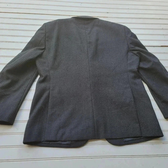 PRONTO UOMO Platinum Men Size 42S Blue Black Plaid 100% Wool Jacket Blazer Short - Picture 9 of 9